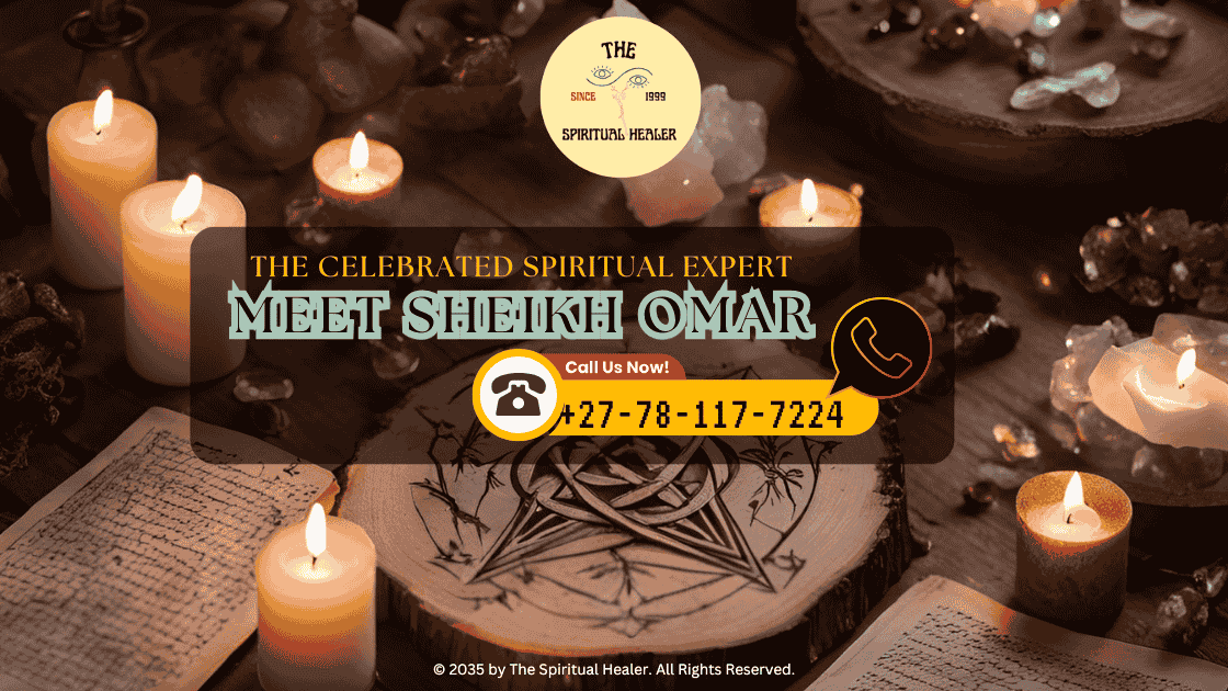 A love spell being performed with candles, crystals, and a handwritten sigil.